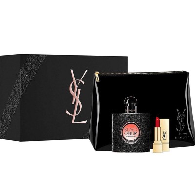 KIT  Black Opium Yves Saint Laurent Feminino - Eau de Parfum 50ml + Minibatom + Nécessaire